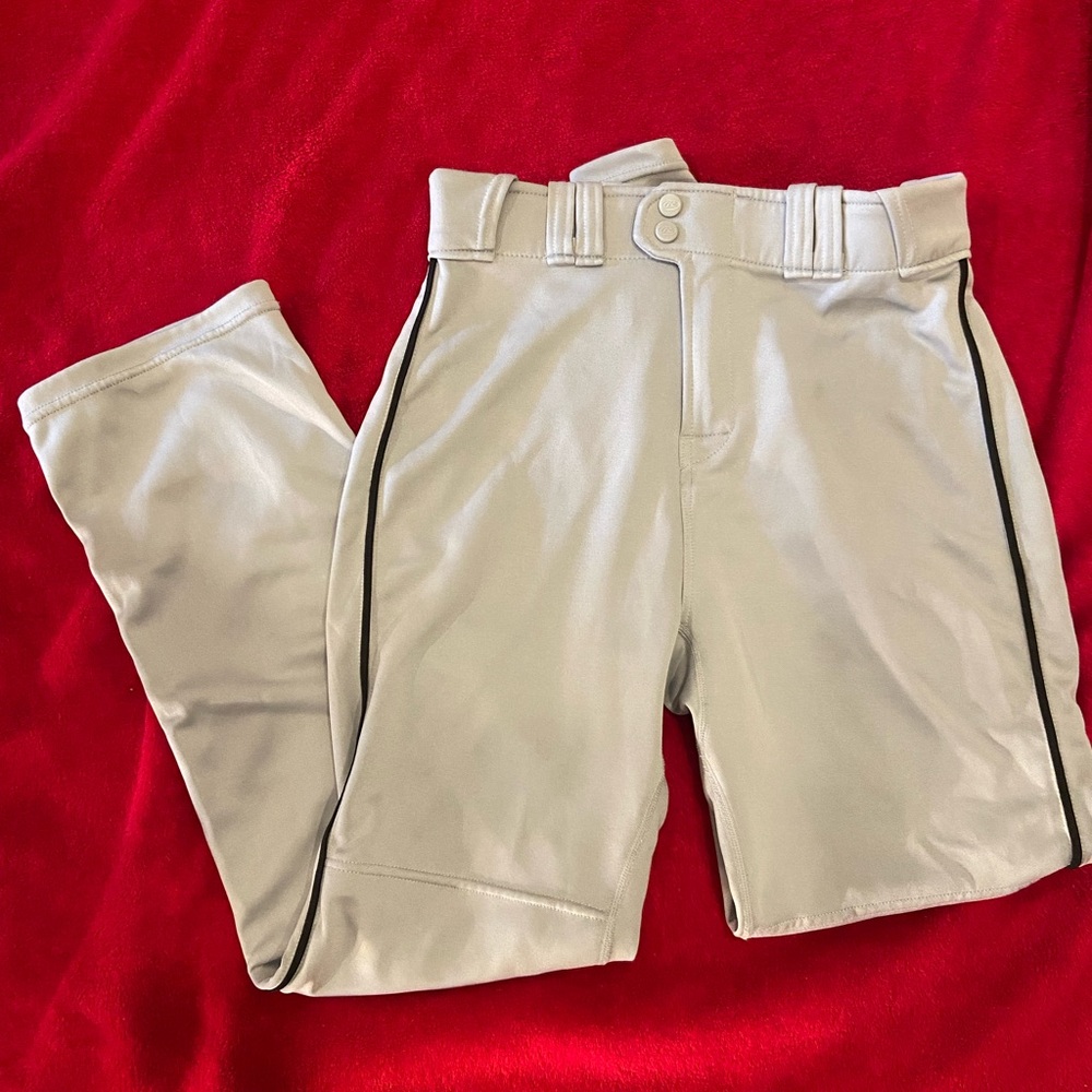 XXL semi relaxed Russell baseball pant. Gray with black stripe down side